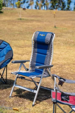 New OZtrail Cascade Deluxe 8 Position Recliner Chair - Navy