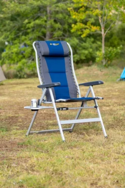 New OZtrail Cascade Deluxe 8 Position Recliner Chair - Navy